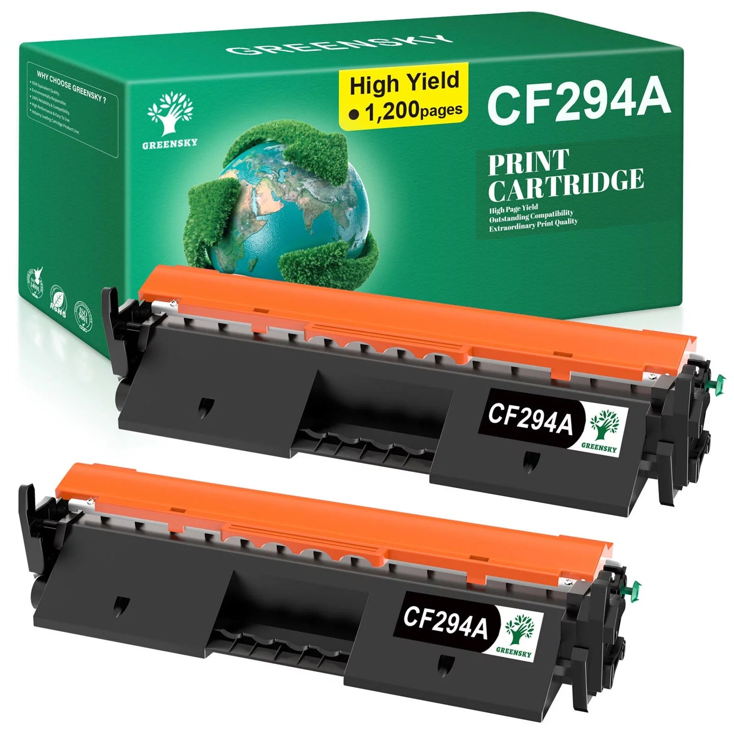 Greensky HP 94A (CF294A) Toner Cartridge, Black, 2 Pack