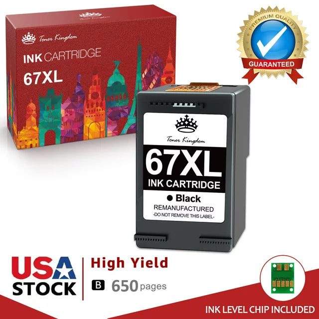 High YIeld 67XL Ink Cartridge replacement for  DeskJet 1255 2732 2752 2755 4140 4152 4155 (1 Pack)