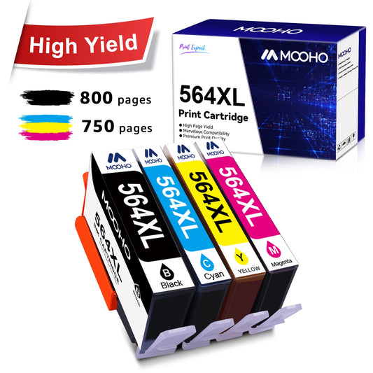 564 Ink Cartridges for Printers Replacement for HP DeskJet 3520 3522 Officejet 4620 Photosmart 5520 7520 7525,Black Cyan Magenta Yellow, 4 Pack