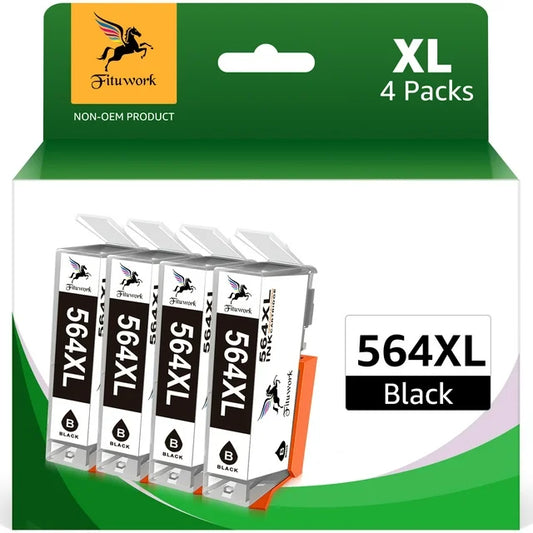 564XL Ink Cartridges Replacement for HP(4 Black)