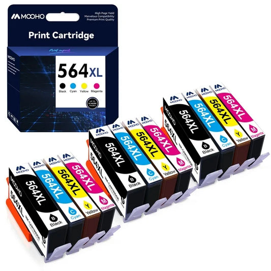 564 Ink Cartridges for Printers to Use with HP  5520 7520 7525, Black and Color, 12 Pack