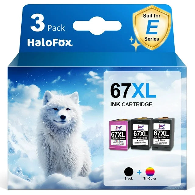 67XL Ink for HP 67 Ink Cartridges Black/Color6455e 6475 Envy 6000 6055 6055e Printer (3 Pack)