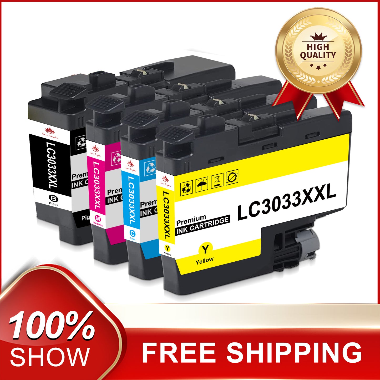 Tonerkingdom Ink Cartridges, Compatible for(1Black, 1 Cyan, 1Magenta, 1Yellow)