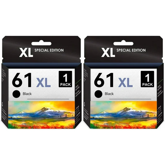 61XL Black Ink Cartridges 61 XL 61 Ink Replacement for HP (2-Pack)