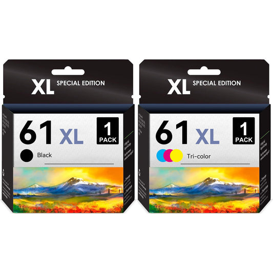 61XL Ink Cartridge Combo Pack Replacement for HP(1 Black, 1 Tri-color)