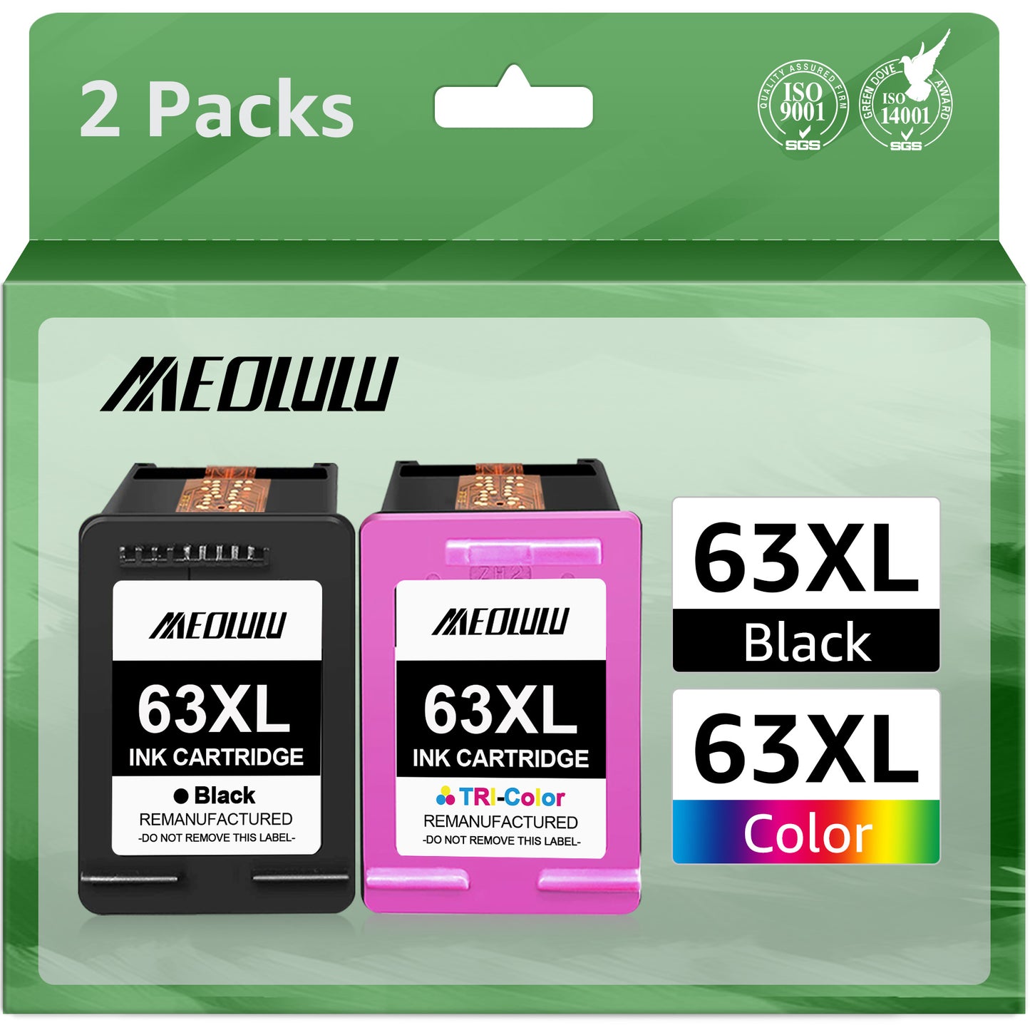 63XL Ink Cartridge Replacement for HP 63 Ink 63 XL Ink For HP Officejet 3830 Envy 4520 4650 5255 5200 5258 4655 Deskjet 1112 Inkjet Printer (Black and Color, 2-Pack)