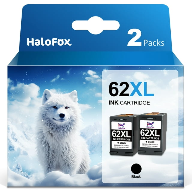 62XL 62 XL Black Ink Cartridge for HP Printers Series (2 Pack)