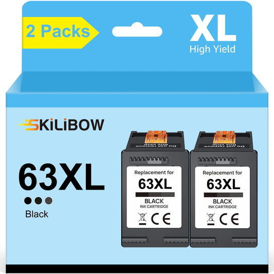 63XL Black Ink Cartridges Replacement for HP (Black, 2-Pack)