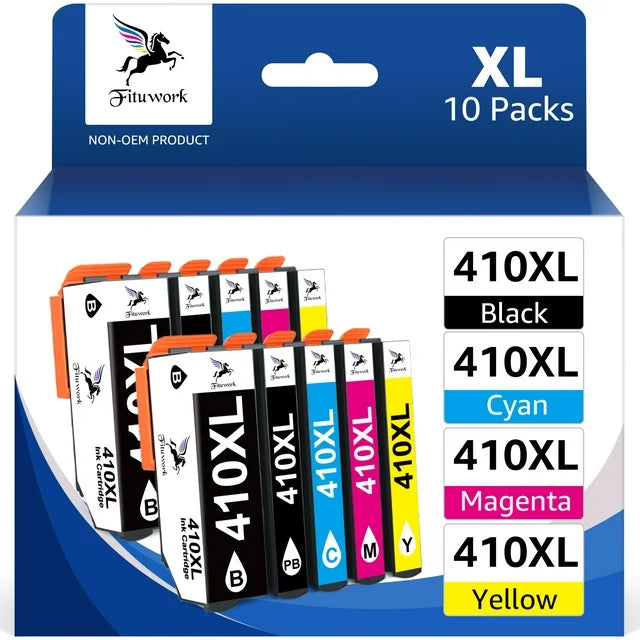 10-Pack 410XL Ink Cartridges Replacement for  XP-530 XP-635 XP7100 Printer (4 Black, 2 Cyan, 2 Magenta, 2 Yellow)