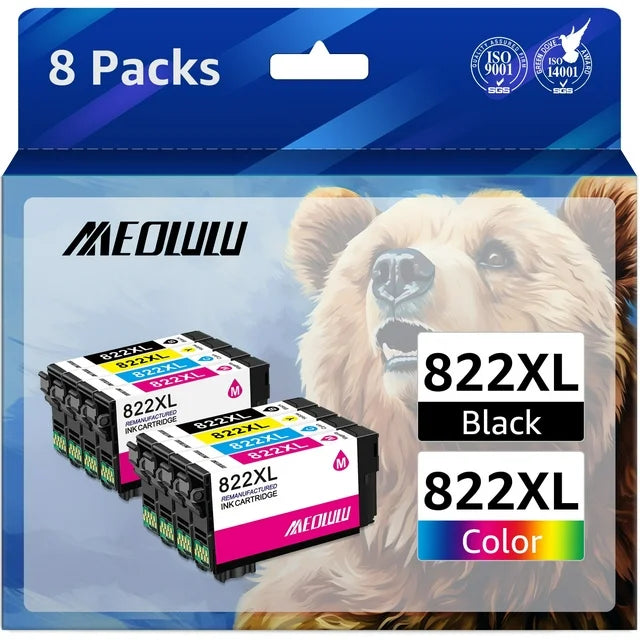 822XL Ink Cartridge for Epson 822XL Ink  3820 WF-4820 WF-4830 WF-4833 Printer?8 Pack?