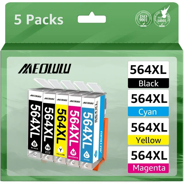 564XL 564 Ink Cartridge Replacement for HP  5520 5510 Deskjet 3520 Officejet 4620 (Photo-Black Black Cyan Magenta Yellow,5 Pack)