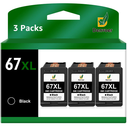 67XL Ink 67 Ink Cartridges Replacement for HP(3 Pack,Black)