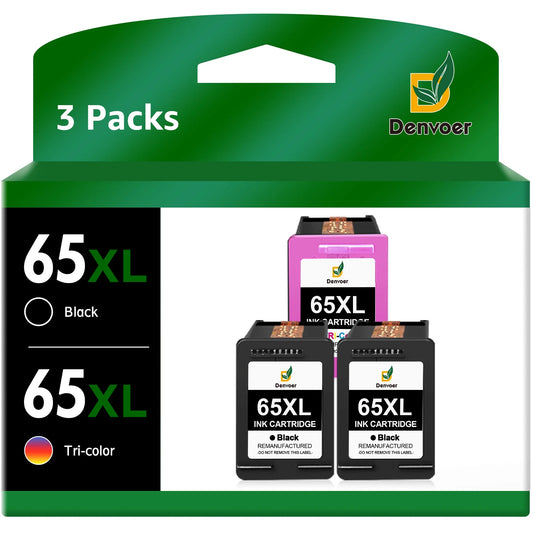 65xl Ink Cartridge for HP 65 Ink Cartridge HP 65  2652 2624 for HP Envy 5055 5000 5070 5052 5014(2 Black,1 Color)