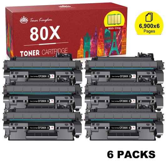 6PK 80X CF280X Compatible Toner Cartridge Replacement for HP