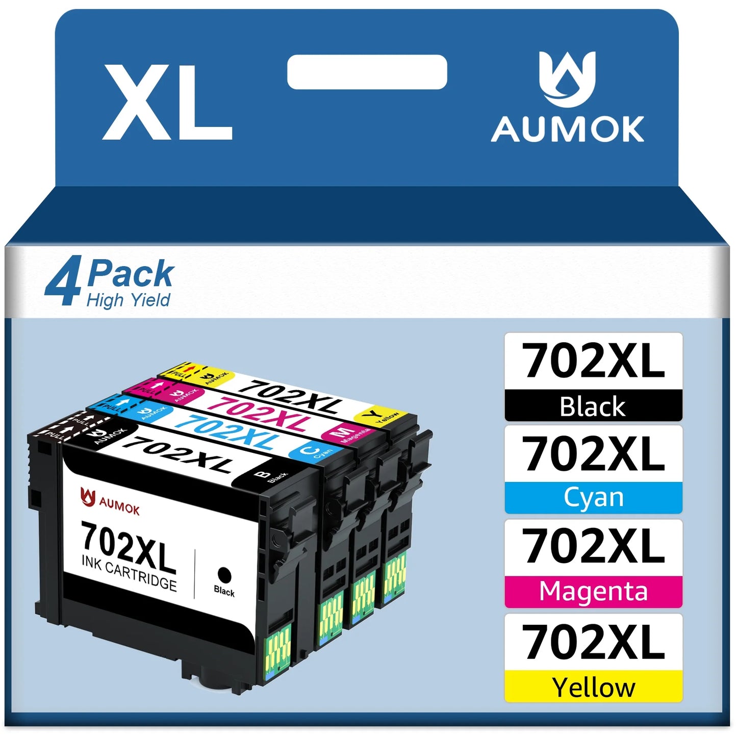 702XL Ink Compatible with Epson (1 Black, 1 Cyan, 1 Magenta, 1 Yellow)