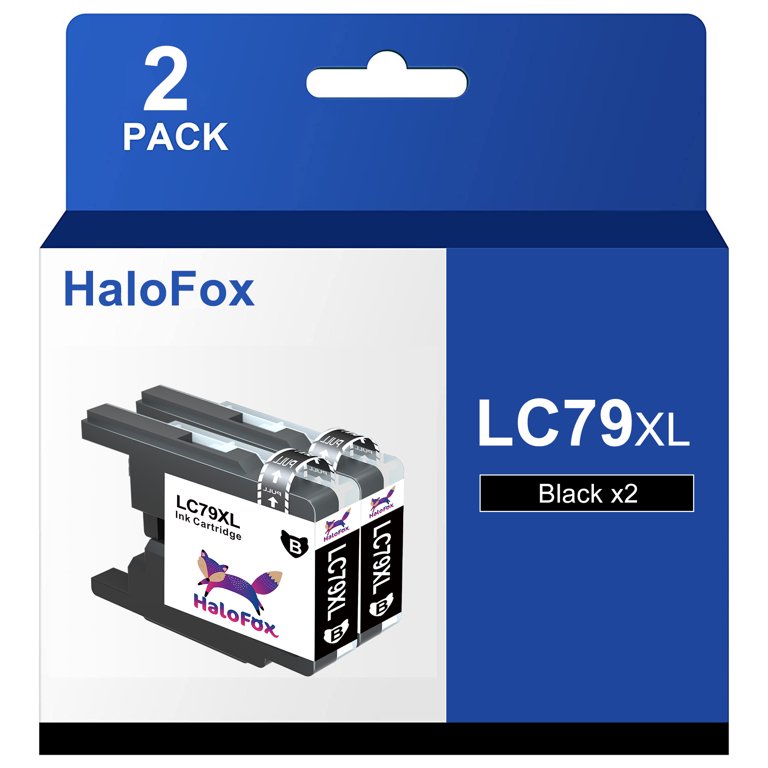 LC75 Black Ink Cartridge for Brother LC-75 LC71 LC79 XL Ink Work for Brother (2 Pack)