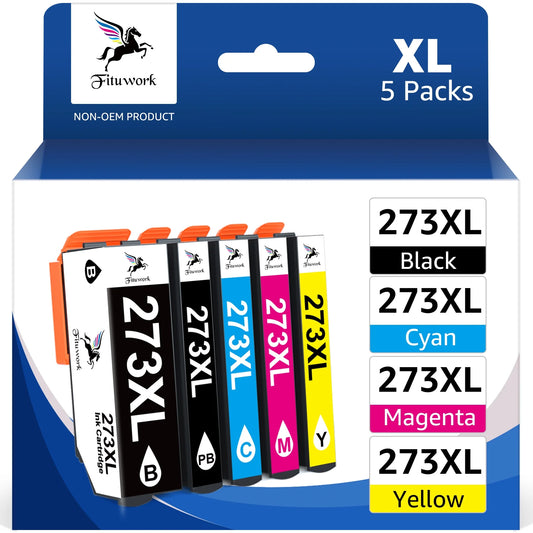 273XL Ink Cartridge High Capacity 273 XL Ink  XP810 XP800 XP620 XP610 XP600 XP520 Printer Tray (BCMYPB, 5-Pack)