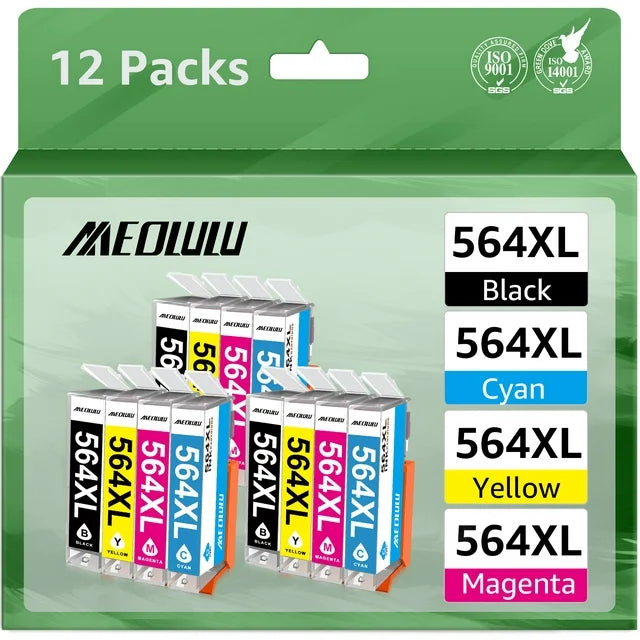 564XL 564 Ink Cartridge Replacement for HP  5520 5510 Deskjet 3520 Officejet 4620 (3 Black 3 Cyan 3 Magenta 3 Yellow,12 Pack)