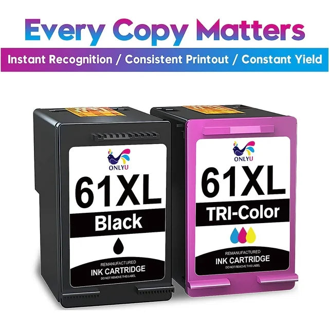 61 Ink Cartridges for HP Printers for HP 61XL 61  4630 2620 DeskJet 1000 1010 1510 1056 1512 2540 Printer (1 Black,1 Tri-Color)