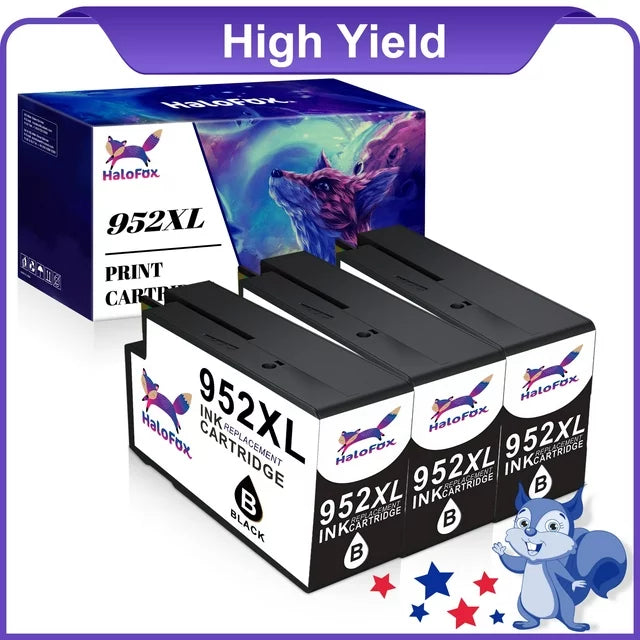 952 XL 952XL Black Ink Cartridges for HP Ink  8702 7720 7740 8715 8730 8740 8216 8725 8700 Printer (3 Pack)