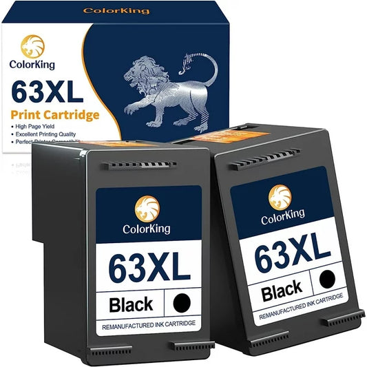 63XL Black Ink Cartridges Compatible 4655 5200 5255 5258 Envy 4520 4512 DeskJet 1112 2132 3630 (2 Black)