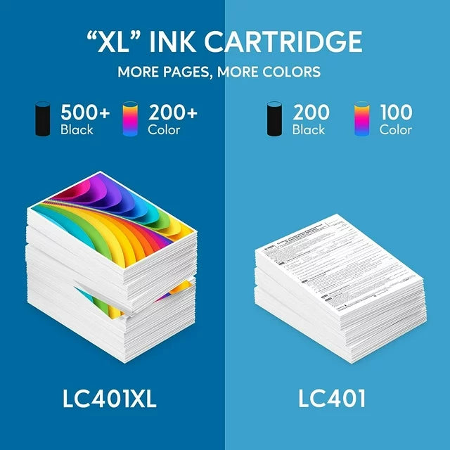 LC 401 XL Ink LC401XL Ink Cartridges for  MFC-J1012DW MFC-J1170DW Printer, 4 Pack (Black/Cyan/Magenta/Yellow)