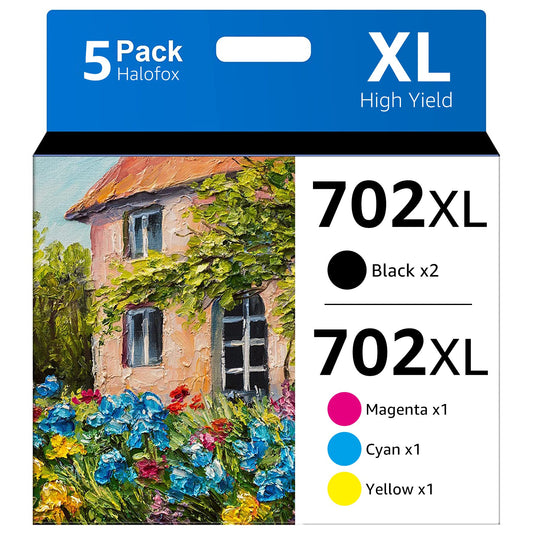 702XL T702XL 702 XL Ink Cartridge Replacement for Epson(2 Black, 1 Cyan, 1 Magenta, 1 Yellow)