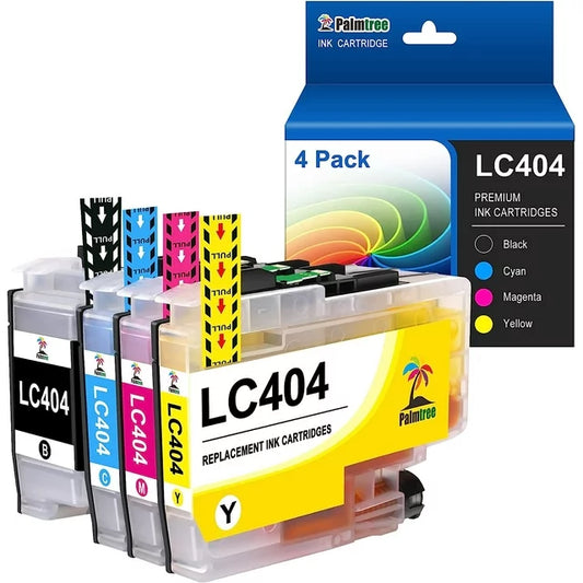 LC404 Ink Cartridge LC 404 Palmtree Brother MFC-J1205W MFC-J1215W MFC-J1205W Printer (High Yield, 4 Color Pack)