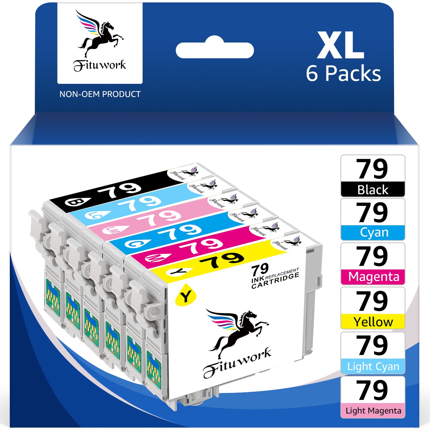 79 Ink Cartridge Replacement for Epson 79 Ink Cartridges use with Artisan 1430 Stylus Photo 1400 Printer (1 Black 1 Cyan 1 Magenta 1 Yellow 1 Light Cyan 1 Light Magenta) 6-Pack