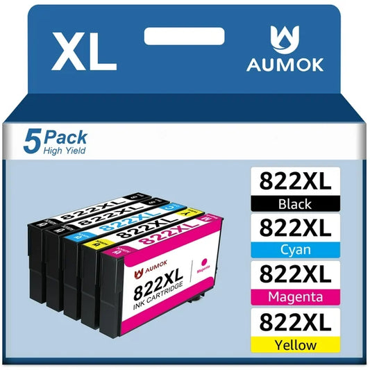 822 Ink Cartridge for Epson 822 XL 822X  WF-4830 WF-4820 WF-4833 WF-4834 Printer (Black Cyan Magenta Yellow, 5-Pack)