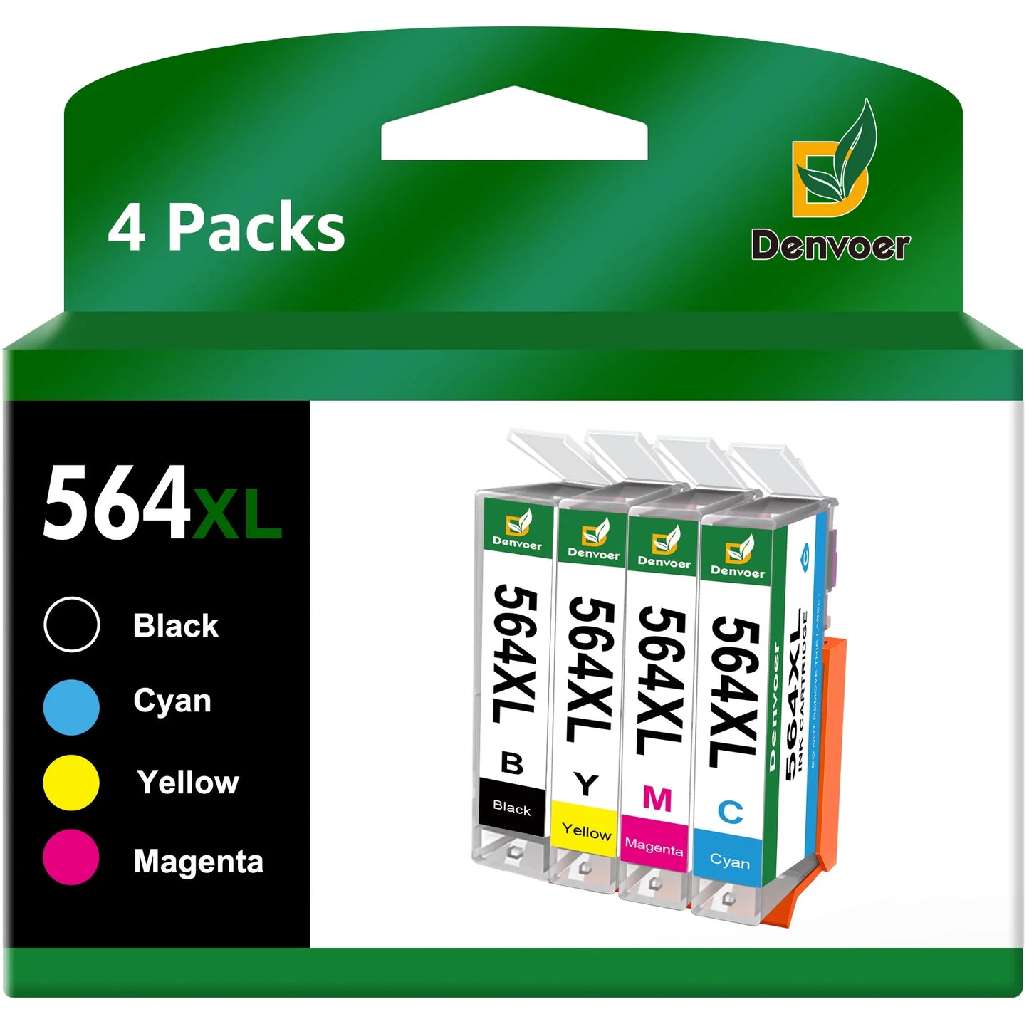 564XL Ink Cartridges Replacement for 564 XL  7520 DeskJet 3520 Premium C309A C410A Printer (BK/C/M/Y)