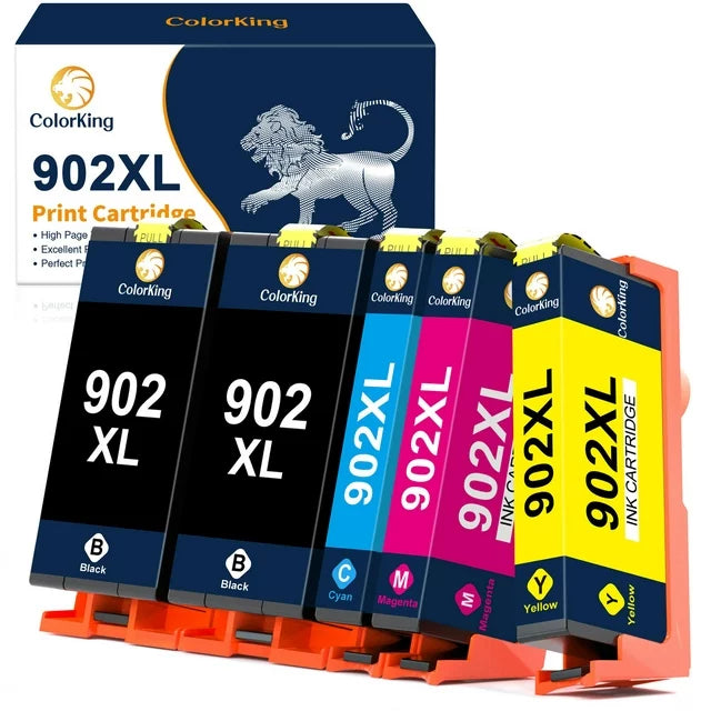 ColorKing 902XL Printer Ink Replacement for HP  Officejet Pro 6978 6968 6970 6958 6962 6975 6960 6954 (2 Black Cyan Magenta Yellow 5 Pack)