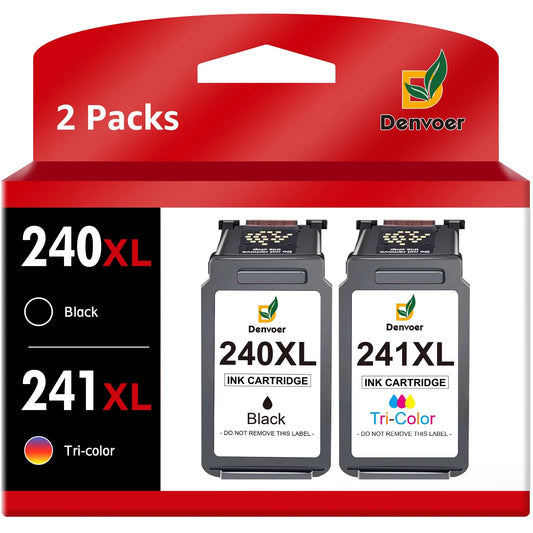 240XL Ink Cartridges for Canon Ink 240 and 241 PG-  MG3220 MG2220 MX472 MX452 MX512(1 Black, 1 Tri-Color)