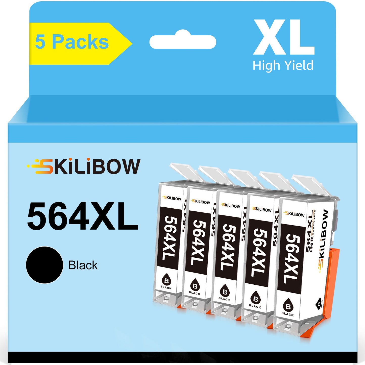 564XL Ink Compatible Ink Cartridge Replacement for HP 564XL 564 XL Compatible  Photosmart 5520 6510 7520 7525 Printer (5 Black)