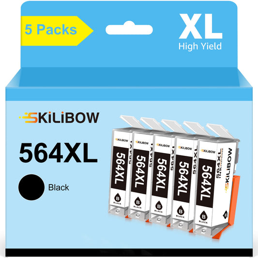 564XL Ink Compatible Ink Cartridge Replacement for HP 564XL 564 XL Compatible  Photosmart 5520 6510 7520 7525 Printer (5 Black)