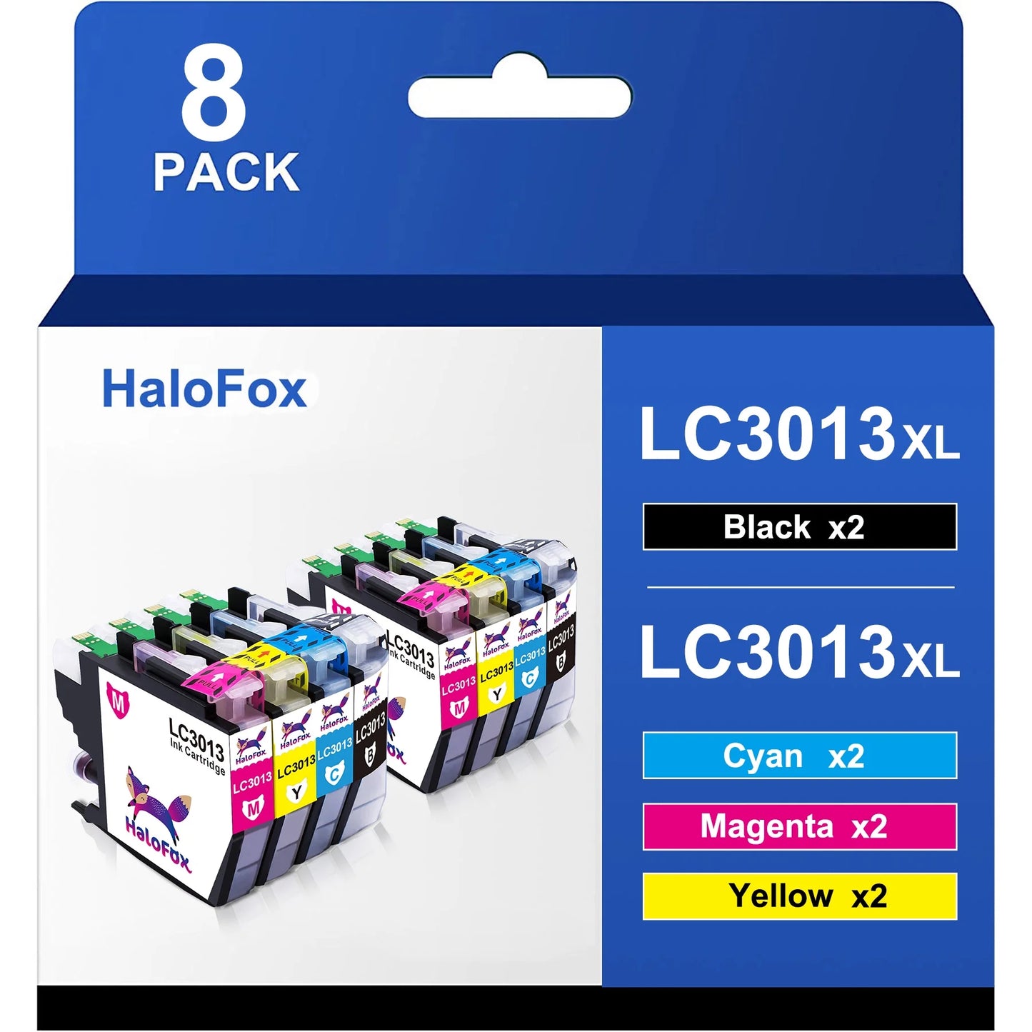 Halofox LC3013 LC3011 Ink Cartridge Replacement for Brother (2 Black, 2 Cyan, 2 Magenta, 2 Yellow)