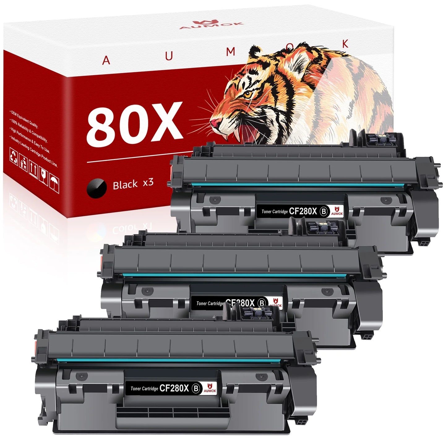 80X CF280X 3 Pack Toner Cartridge Compatible CF280XD Replacement for HP