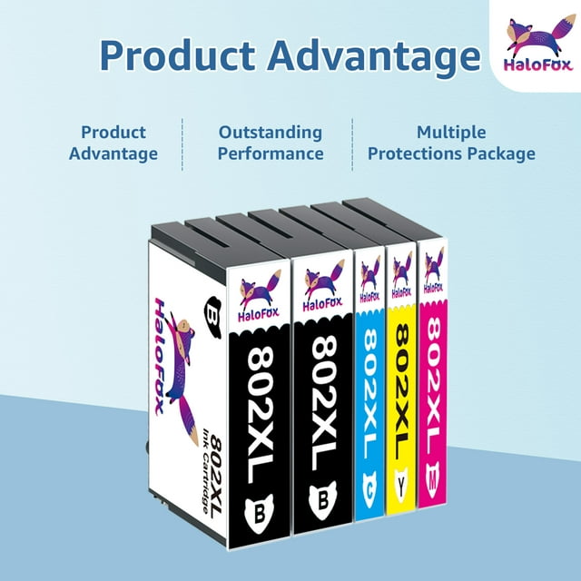 802XL Ink Cartridge for Epson ink 802 XL 802XL to use with Workforce Pro WF-4730 WF-4720 WF-4734 Printer (2 Black 1 Cyan 1 Magenta 1 Yellow, 5-Pack)