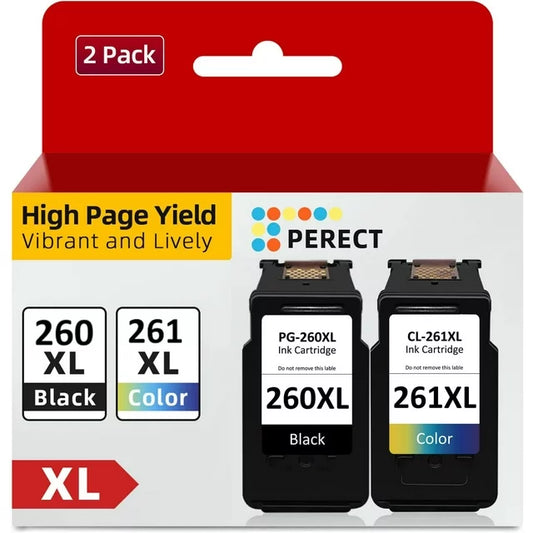 PG-260XL/CL-261XL Ink Cartridges for Canon R7020 TS5320 Printers (1 Black, 1 Tri-Color