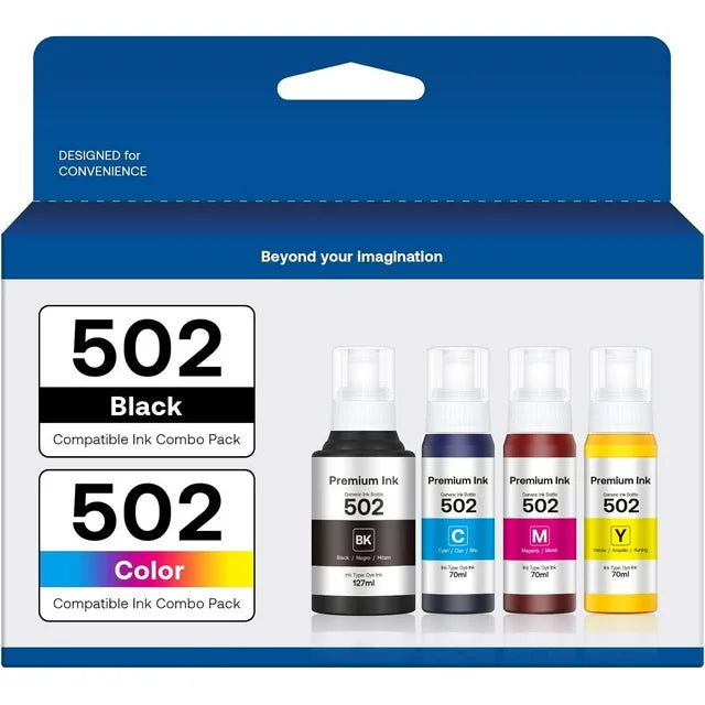 502 Ink Bottles for EcoTank High Yield T502 502  3700 ET-3710 ET-15000 ST-3000