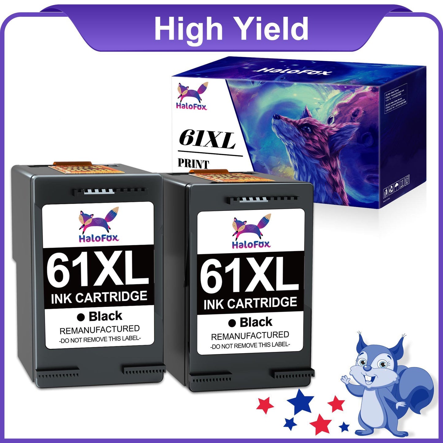 Halofox 61 XL Ink Black Replacement (2 pack)