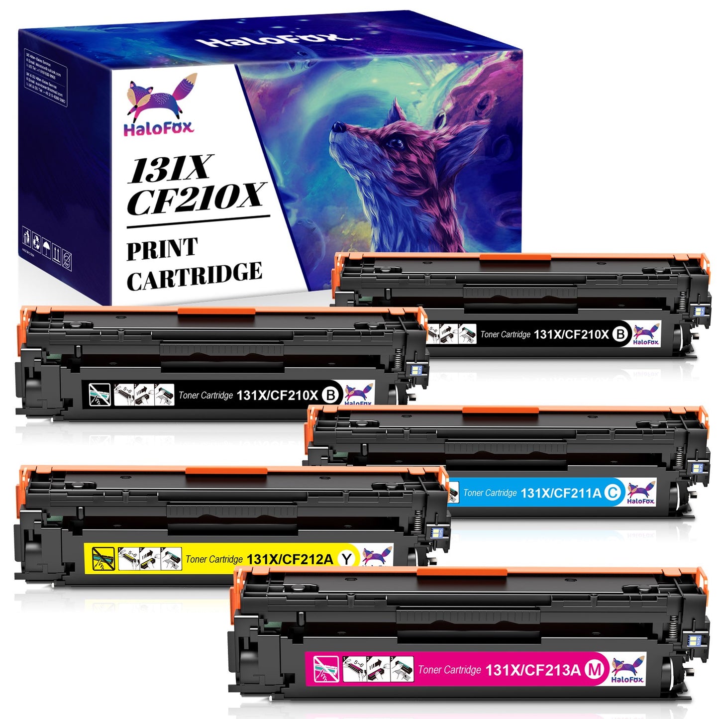 131X CF210X 131A Toner Cartridge Compatible for HP(2 Black 1 Cyan 1 Magenta 1 Yellow,5 Pack)