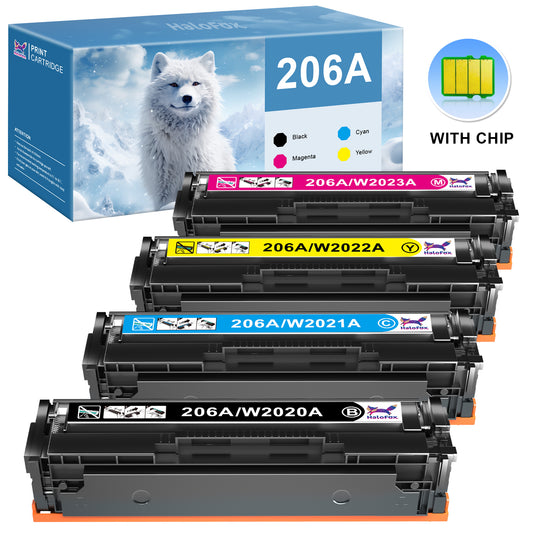 206A Toner Cartridge With Chip Compatible for HP 206A 206X W2110A M283 M255 (Black Cyan Yellow Magenta, 4-Pack)