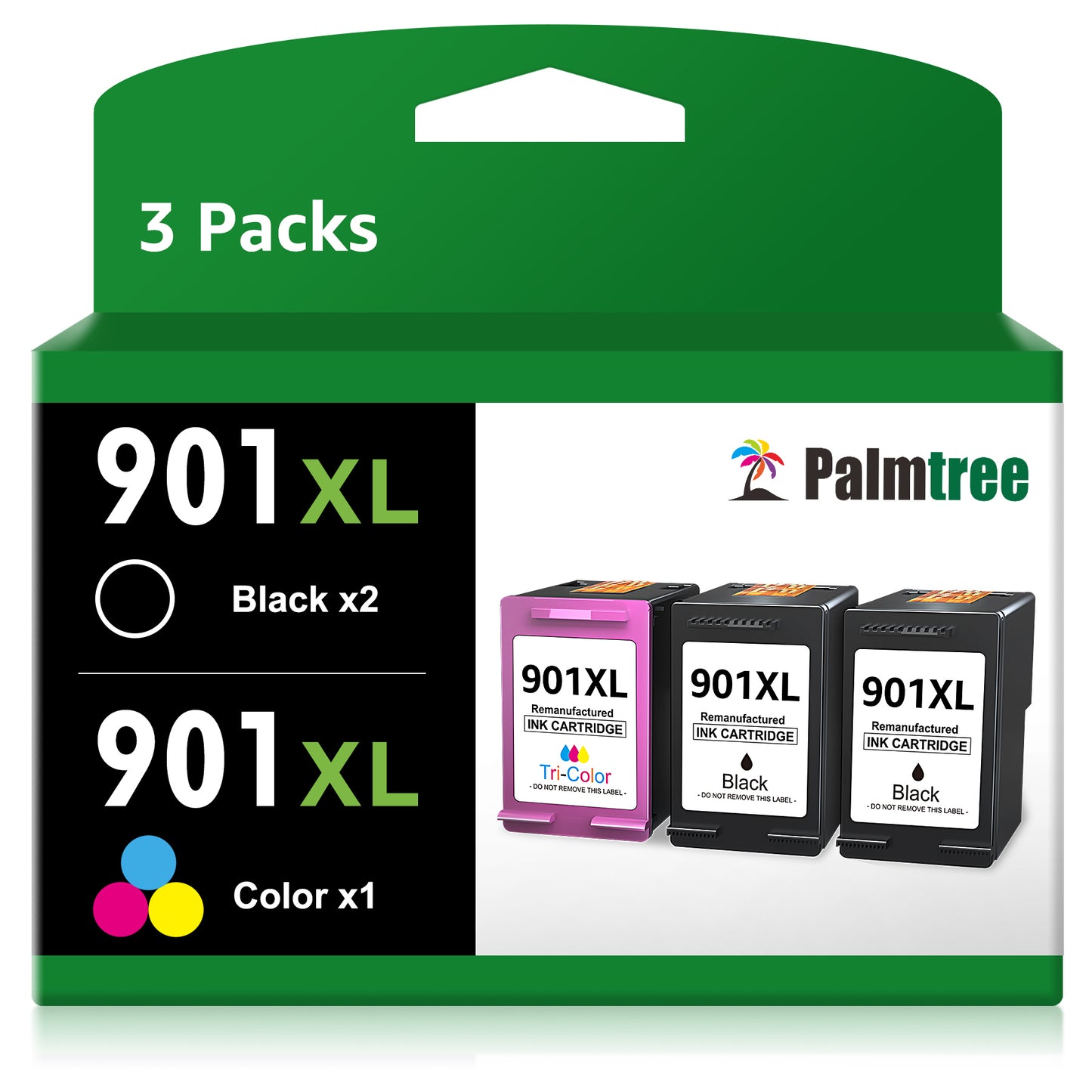 3-Pack Printer Ink 901XL Cartridges for HP 901 XL Ink Cartridge Combo Pack Color and Black Used for HP Officejet 4500 J4500 J4524 J4540 J4550 J4580 J4624 J4640 J4660 J4680 J4680C Printer High Yield