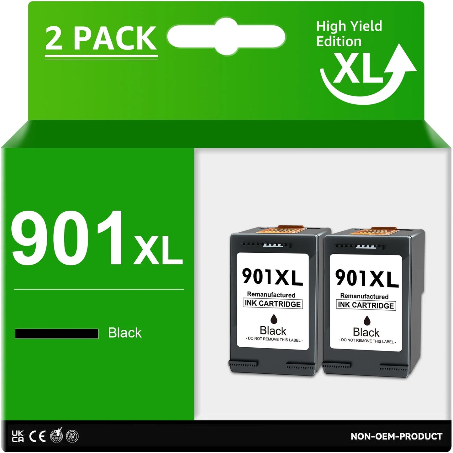 901 Black Ink Cartridge 901XL 901 XL Black Ink(2 Black, 2 Pack)