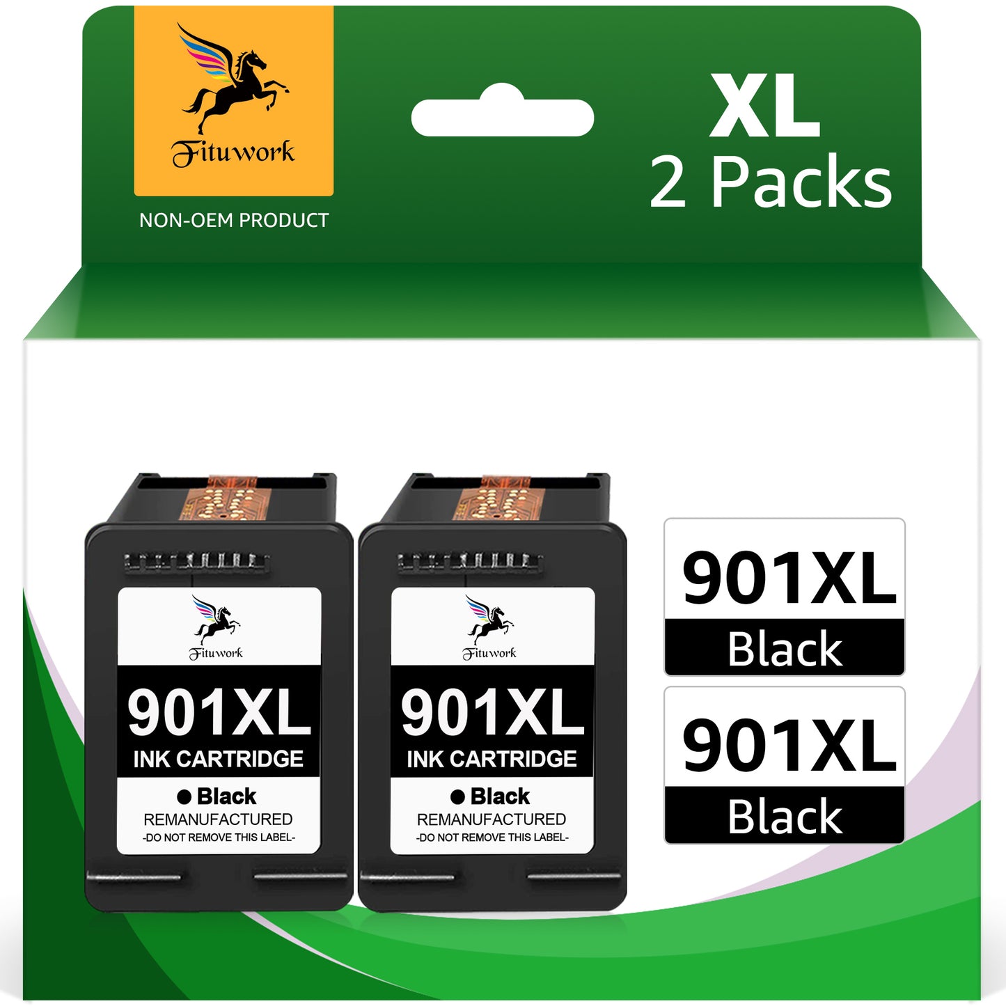 Printer Ink 901XL 901 XL Ink Cartridges 901XL Black Ink Cartridges for 901 HP Ink Cartridges Used for HP Officejet 4500 J4500 J4524 J4540 J4550 J4580 J4624 J4640 J4660 J4680 J4680C Printer, 2 Black