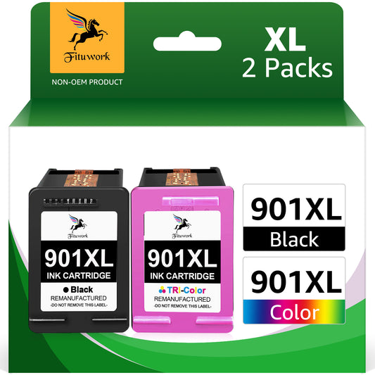 901XL Ink HP 901XL Ink Cartridges Replacement For 901 HP Ink Cartridge 901XL Ink Cartridge For use in HP Officejet G510a, G510g, G510n, J4524, J4540, J4550, J4580, J4624, J4660, J4680, 1 Black 1 Color