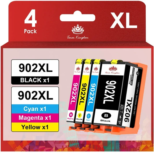 902XL 902 Ink 902 XL Ink Cartridges Replacement for HP (Black Cyan Magenta Yellow, 4 Pack)