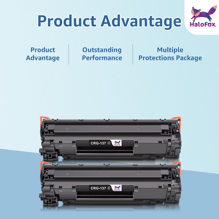 Halofox 137 Toner Cartridge CRG-137 toner cartridges 2-Pack for Canon 137 CRG-137 Used with imageCLASS MF216n MF220 MF230 MF232w MF236n MF242dw MF244dw MF247dw MF249dw MF642cdw D570 Printer Ink Black