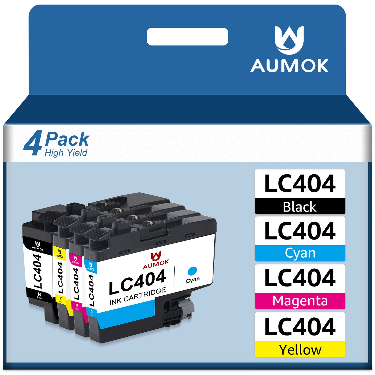 LC404 Ink Cartridges Compatible for Brother LC404 LC404BK 404 High Yield Ink Cartridge Replacement for Brother MFC-J1205W MFC-J1215W MFC-J1205W XL Printers (4-Pack, 1 Black 1 Cyan 1 Magenta 1 Yellow)